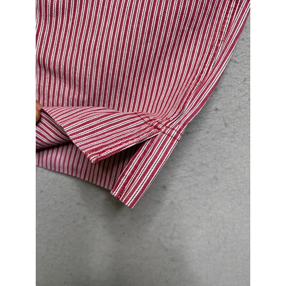 Lee Riveted Crop Pants Womens 8P Red White Hickory Stripe Vintage 90s Wide Leg